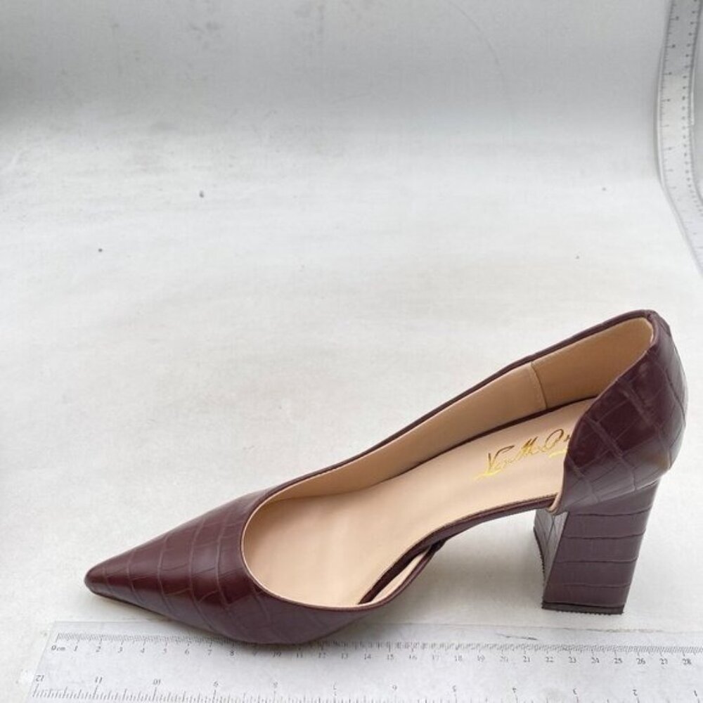 FOWT Wine Pointed Toe Slip on Pumps Chunky Block High Heels All Season